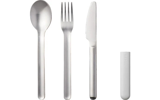 Mepal Bloom Stainless Steel Cutlery Set Incl. Plastic Cover 3 Pcs Pebble White 1 Mepal Bloom Stainless Steel Cutlery Set Incl. Plastic Cover 3 Pcs Pebble White