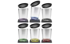 Silwy Magnetic Plastic Drinking Cup Set Incl. Lid And Metallic Gel Coaster 6 Pieces -Outdoor Camping 444461 3124781