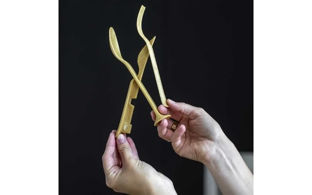 Koziol Klikk Pocket Cutlery Set 3 Pieces Nature Coral 2 Koziol Klikk Pocket Cutlery Set 3 Pieces Nature Coral - Image 2