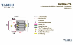 Tambu Durdanta Comfort 4 Person Trekking Tunnel Tent Brown