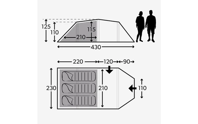 Kampa Mersea 3 Camping Tent With Poles For 3 People 430 X 230 X 125 Cm 2 Kampa Mersea 3 Camping Tent With Poles For 3 People 430 X 230 X 125 Cm - Image 2