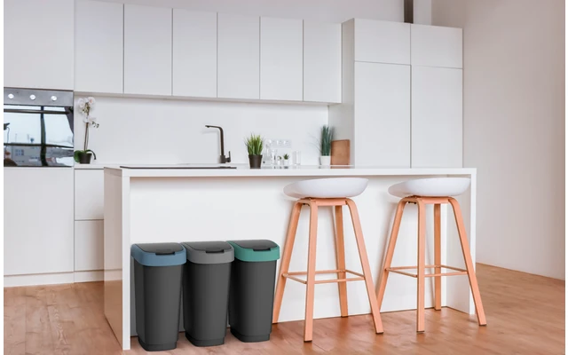 Rotho Twist Waste Garbage Can With Swing And Hinged Lid 25 Liters Dark Silver 7 Rotho Twist Waste Garbage Can With Swing And Hinged Lid 25 Liters Dark Silver - Image 7