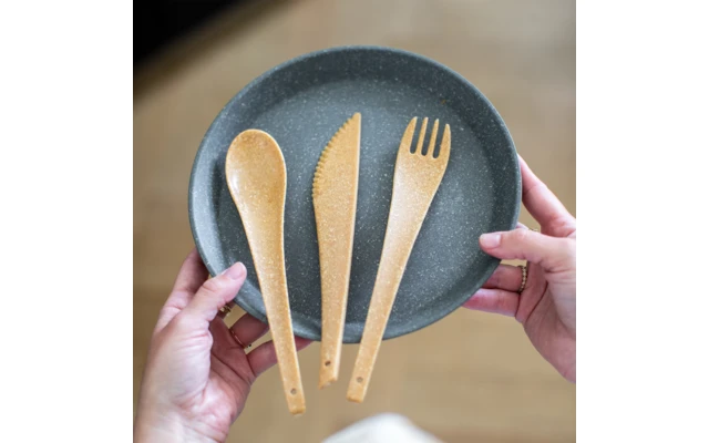 Koziol Rio Cutlery Set 3 Pieces Nature Desert Sand 2 Koziol Rio Cutlery Set 3 Pieces Nature Desert Sand - Image 2