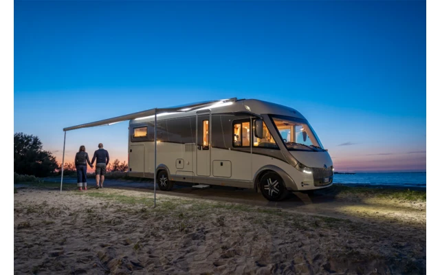 Fiamma F80L Polar White Awning With Roof Mounting 450 Blue 4 Fiamma F80L Polar White Awning With Roof Mounting 450 Blue - Image 4